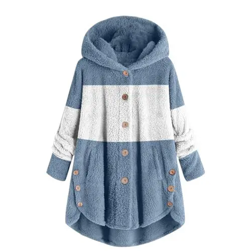 Produktbild: KOG Fleecejacke Damen Wintermantel Warm Teddy Jacken Fleecepullover Einfarbige Kleidung Teenager Hoodie Jacke Jacken Sale Damen Trenchcoat Frauen Daunenmantel Baumwolle Angebote Marine S
