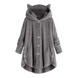 Produktbild: KOG Fleecejacke Damen Wintermantel Warm Teddyjacke Cordjacke Einfarbige Bekleidung Teenager Mädchen Jacken Amazon Warehouse Deal Hemdjacke Daunenjacken Baumwolle Outlet Amazon Dunkelgrau 5XL