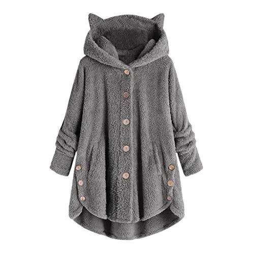Produktbild: KOG Fleecejacke Damen Wintermantel Warm Teddyjacke Cordjacke Einfarbige Bekleidung Teenager Mädchen Jacken Amazon Warehouse Deal Hemdjacke Daunenjacken Baumwolle Outlet Amazon Dunkelgrau 5XL