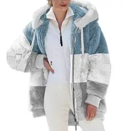Produktbild: KOG Fleecejacke für Damen Jacke Warmes Wollmantel Cordjacke Einfarbig Oberteil Frauen Pullover Gutschein Amazon Windjacke Teddyfleece Jacke Puffer Jacke Baumwolle Warehouse Deal Grau M