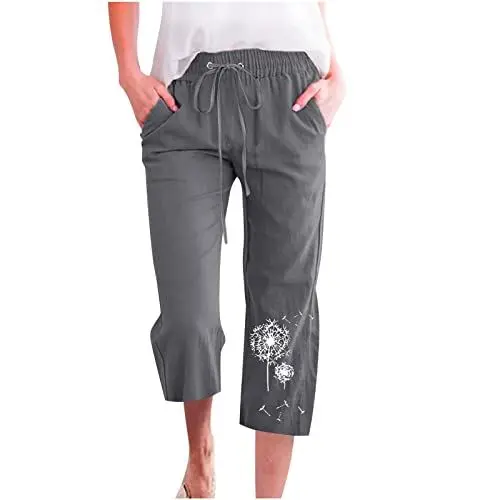 Produktbild: KOG Gutschein 3/4 Hose Damen Cargohosen 2024 Sommerhose Leicht Baumwolle Elegante Cargohose Frauen Jogginghosen Basic Yogahose Beige Schlaghose Kurzgröße Relaxhose Amazon Basics Dunkelgrau 3XL