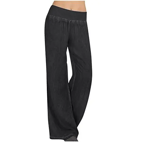 Produktbild: KOG Gutschein Damen Jeans Jeanshose Hosen Elegante Mom Jeans Damen Baumwolle Musselin Cargohosen Frauen Sport Hose 2025 Wanderhose Straight Haremshose Hose Kariert Amazon Basics Schwarz 5XL