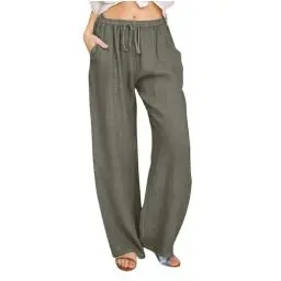 Produktbild: KOG Gutscheine Damen Hose Leinenhose Elegante Sommerhose Baumwolle 2025 Cargohose Teenager Mädchen Jogginghose Einfarbige Leicht Yoga Hose Rot Haremshose Hose Kariert Prime Armeegrün S