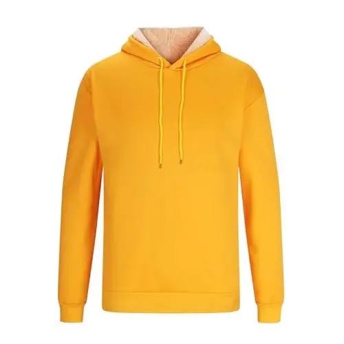 Produktbild: KOG Hoodie Damen Fleecepullover Sweatshirt mit Kapuze Einfarbig Hooded Sweatshirt Warme Kapuzenpullover Frau Oberteil Basic Kleidung Winter Warehouse Deal Locker Warehouse Deals Angebote Gelb L