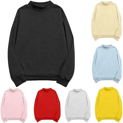 Produktbild: KOG Langarmshirt Damen Langärmelige Bluse Baumwolle Einfarbige Oberteile Warme Langärmliges Kleidung Outlet Angebote Frauen Tuniken Mode Shirt Frau Freizeit Schwarz 4XL