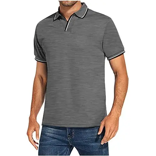 Produktbild: KOG Poloshirt Herren Polo Shirt Kurzarm Oberteile Einfarbig Oberteil Fashion Baumwolle Laufshirt Outlet Amazon Teenager Freizeitshirt Mode Kleidung Jungen Basic T-Shirts Gutschein Dunkelgrau XXL