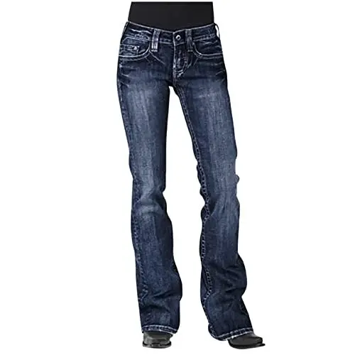 Produktbild: KOG Prime Damen Jeans Jeanshose Hose 2024 Sommerhose Leicht Baumwolle Elegante Cargohose Frau Outdoor Hose Mode Sport Hose Stretch Strandhose Kurzgröße Breite Hosen Amazon Basics Dunkelblau M