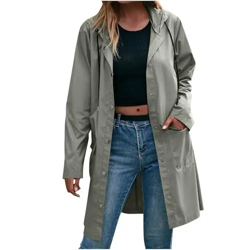 Produktbild: KOG Regenjacke Damen Wasserdicht Funktionsjacke Fashion Radjacke Hoodie Jacke Solid Bekleidung Teenager Mädchen Bomberjacke Softshelljacke Dünne Motorrad Jacke Frauen übergangsmantel Grau XXL