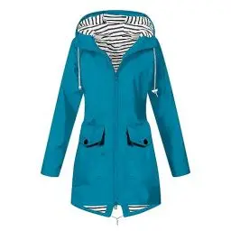 Produktbild: KOG Regenjacke Damen Wasserdicht Übergangsjacke Regenmantel Windbreaker mit Kapuze Outdoor Jacken Fahrradjacke Regencape Regenjacken Windjacke Wanderjacke Prime Himmelblau 3XL