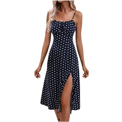 Produktbild: KOG Prime Damen Sommerkleid Sommerkleider Casual Basic Tunika Kleid Einfarbige Casual Kleidung T-Shirt Kleid Basic Frau Kleid Hemdkleid Baumwolle Hochzeitsgast Kleid Amazon Basics Blau S