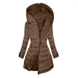 Produktbild: KOG Steppjacke Damen Daunenjacken Mode Puffer Jacke Baumwolle Parka Oberteile Teenager Mädchen übergangsjacken Angebote Fashion Strickjacke Elegante Kapuzenjacke Gutschein Amazon Braun L