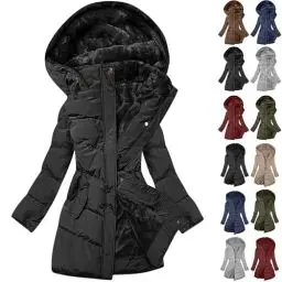 Produktbild: KOG Steppjacke Damen Jacken Warm Jacke Baumwolle Fahrradjacke Wintermantel Bekleidung Frau übergangsmantel Sale Damen Mode Hemdjacke Kapuzenjacke Frauen Steppmantel Amazon - prime Schwarz XXL