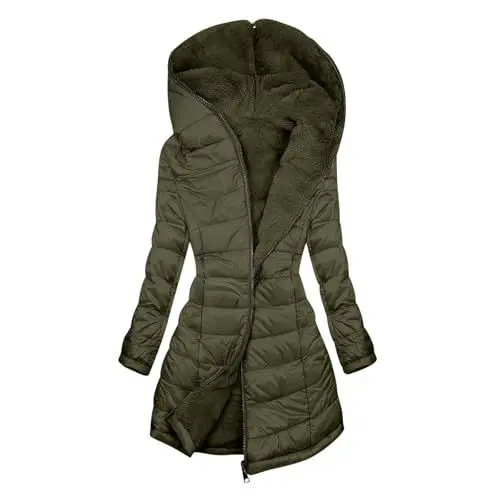 Produktbild: KOG Steppjacke Damen Puffer Jacke Elegant Dufflecoat Baumwolle Fahrradmantel Daunenjacke Oberteile Frauen Prime Retro Trenchcoat Freizeit Pullover Cordjacke Gutschein Amazon Grün XL