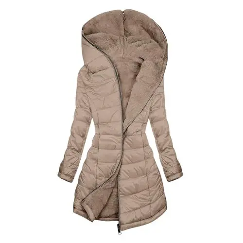 Produktbild: KOG Steppjacke Damen Parka Elegant Daunenjacke Baumwolle Fahrradjacke Jacken Kleidung Frauen übergangsmantel Sale Damen Freizeit Hemdjacke Retro Frau Softshelljacke Gutschein Amazon Khaki S