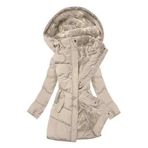 Produktbild: KOG Steppjacke Damen Winterjacke Warmes Daunenjacke Baumwolle Fahrradjacke Daunenjacken Oberteil Frau übergangsjacken Warehouse Deal Elegante Strickjacke Basic Frauen Cordjacke Prime Khaki XL