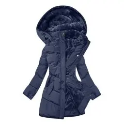 Produktbild: KOG Steppjacke Damen Winterjacke Warmes Jacken Baumwolle Daunenjacke Oberteil Frauen übergangsmantel Warehouse Deal Casual Windbreaker Retro Kapuzenjacke Vliesjacke Prime Marine S