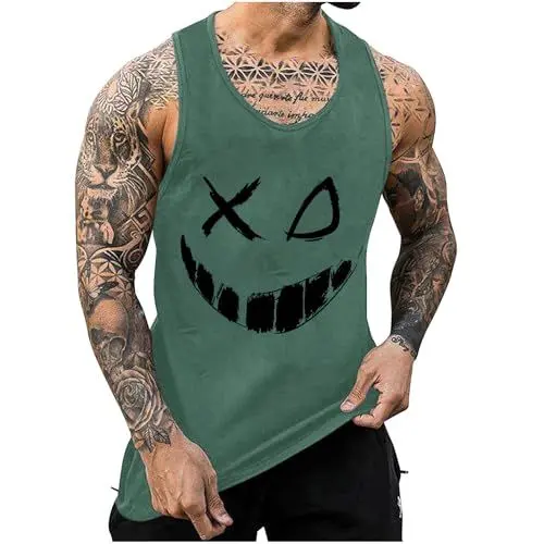 Produktbild: KOG Tank Top Herren Sport Tanktop Sommer Unterhemd Ärmelloses Shirts Grafik Oberteil Freizeit Baumwolle Outlet Amazon Junge Tee 2025 T-Shirts Jungen Fashion Bekleidung Gutscheine Armeegrün XL