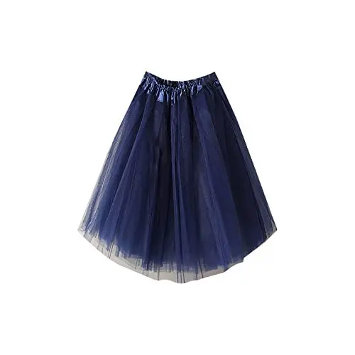 Produktbild: KOG Tüllrock Damen Tutu Rock 50Er Rockabilly Petticoat Karneval Kostüm Glitzer Festival Outfit Ballkleid Ballettrock Cosplay Festliche Minirock Partykleid Unterrock Tanzrock Tanzkleid Marine