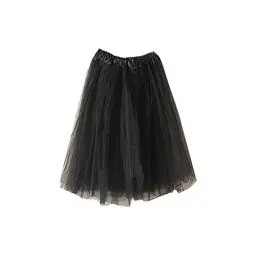 Produktbild: KOG Tüllrock Damen Tutu Rock 50Er Rockabilly Petticoat Karneval Kostüm Glitzer Festival Outfit Ballkleid Ballettrock Cosplay Festliche Minirock Partykleid Unterrock Tanzrock Tanzkleid Schwarz