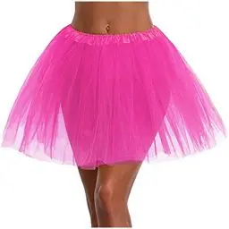 Produktbild: KOG Tüllrock Damen Tutu Rock 50Er Rockabilly Petticoat Karneval Kostüm Glitzer Festival Outfit Partykleid Unterrock Tanzrock Tanzkleid Abendkleid Ballettrock Festliche Minirock Knalliges Pink