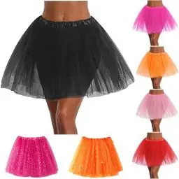Produktbild: KOG Tüllrock Damen Tutu Rock 50Er Rockabilly Petticoat Karneval Kostüm Glitzer Festival Outfit Partykleid Unterrock Tanzrock Tanzkleid Ballkleid Abendkleid Ballettrock Festliche Minirock Schwarz