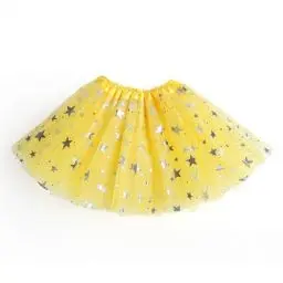 Produktbild: KOG Tüllrock Kinder Mädchen Tütü Tutu Rock 1-9 Jahre Rockabilly Petticoat Karneval Kostüm Glitzer Festival Outfit Unterrock Tanzrock Tanzkleid Ballkleid Ballettrock Festliche Minirock Gelb