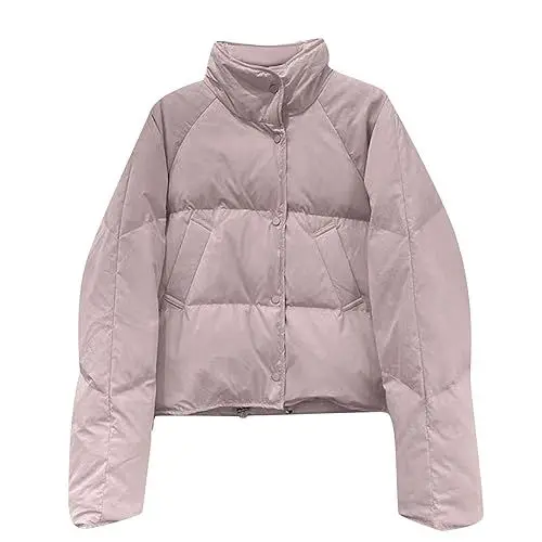 Produktbild: KOG Winterjacke für Damen Daunenjacken Warme Wintermantel Baumwolle Einfarbig Kleidung Frauen Sale Damen Basic Strickjacke Warm Kapuzenpullover Teddyjacke Warehouse Deal Lila L
