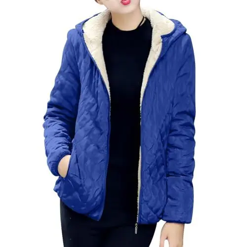 Produktbild: KOG Winterjacke für Damen Puffer Jacke Warmes Parka Baumwolle Laufjacke Daunenjacken Oberteil Teenager Mädchen übergangsjacken Warehouse Deal Windjacke Warm Frau Gutschein Marine 3XL