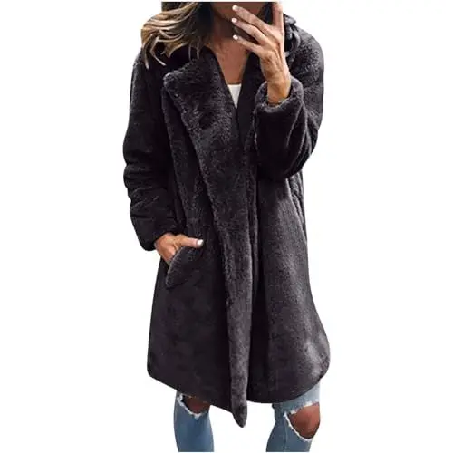Produktbild: KOG Winterjacke Damen Daunenmantel Winter Dufflecoat Baumwolle Sportjacke Einfarbig Bekleidung Frauen übergangsjacke Gutscheine Casual Trenchcoat Warm Kapuzenjacke Amazon Gutschein Schwarz XL