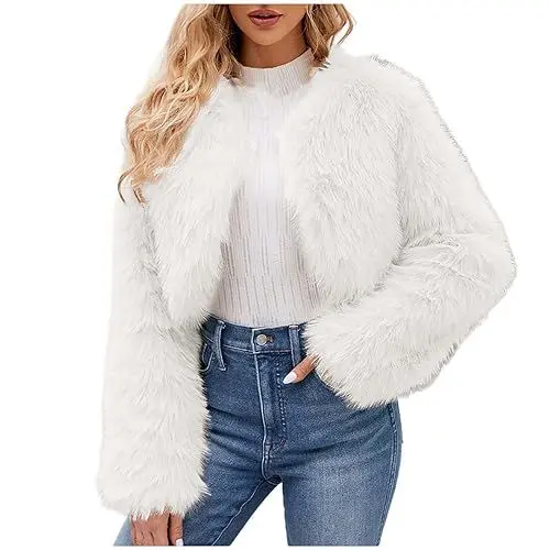 Produktbild: KOG Winterjacke Damen Dufflecoat Elegant Wintermantel Baumwolle Sportjacke Einfarbige Oberteil übergangsmantel Gutscheine Retro Blusenjacke Hoodie Teenager Mädchen Angebote Weiß L