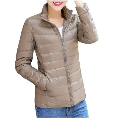 Produktbild: KOG Winterjacke Damen Dufflecoat Warm Jacke Baumwolle Puffer Jacke Bekleidung übergangsmantel Warehouse Deal Casual Strickjacken Kapuzenmantel Frau Teddyfleece Jacke Outlet Amazon Khaki 3XL