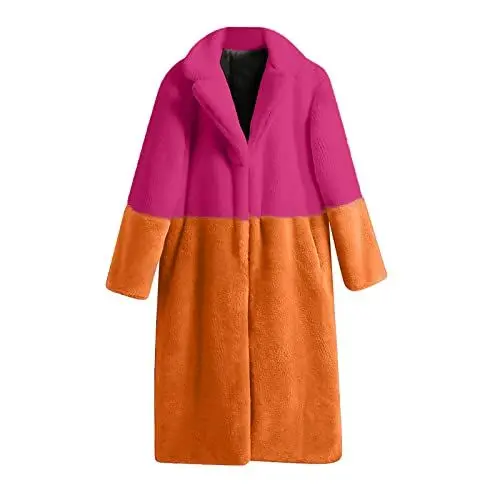 Produktbild: KOG Winterjacke Damen Dufflecoat Warme Jacken Baumwolle Bikerjacke Einfarbig Kleidung Frauen übergangsjacke Warehouse Deal Hemdjacke Retro Pullover Frau Fleecejacken Amazon Gutschein Orange L