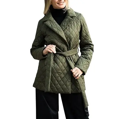 Produktbild: KOG Winterjacke Damen Jacke Elegant Puffer Jacke Baumwolle Bomberjacke Einfarbige Oberteil übergangsjacken Gutschein Fashion Windbreaker Retro Hoodie Frauen Fleecejacken Sale Damen Armeegrün S