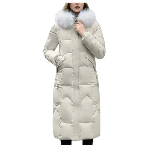 Produktbild: KOG Winterjacke Damen Jacke Mode Dufflecoat Baumwolle Bikerjacke Einfarbig Oberteil Frau übergangsjacke Prime Retro Windbreaker Kapuzenmantel Teenager Mädchen Teddy Jacken Gutschein Weiß L