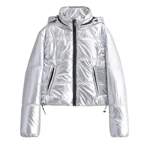 Produktbild: KOG Winterjacke Damen Parka Warme Daunenjacken Baumwolle Wanderjacke Jacken Kleidung Frau Amazon Gutschein Retro Hemdjacke Mode Frauen Softshelljacke Amazon Warehouse Deal Silber XS