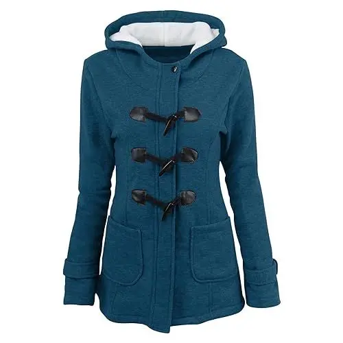 Produktbild: KOG Winterjacke Damen Dufflecoat Winter Parka Baumwolle Fahrradjacke Einfarbig Kleidung Frau Angebote Basic Windjacke Pullover Frauen Softshelljacke Warehouse Deals Angebote Marine L