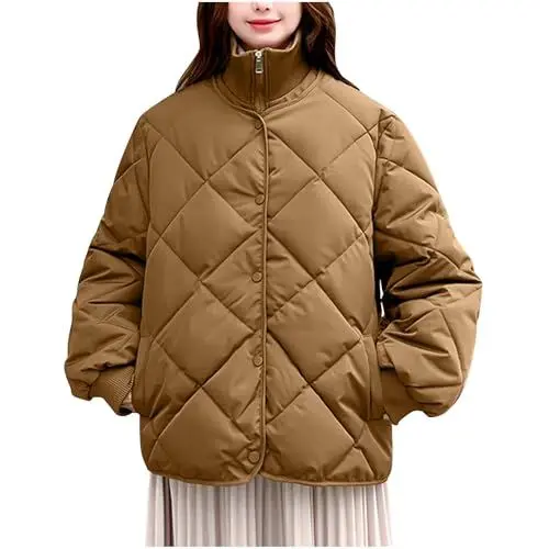Produktbild: KOG Winterjacke Damen Parka Warmes Wintermantel Baumwolle Dufflecoat Bekleidung Teenager Mädchen Prime Fashion Windbreaker Warme Kapuzenmantel Fleecepullover Outlet Amazon Braun M