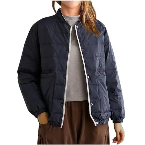 Produktbild: KOG Winterjacke Damen Wintermantel Elegante Dufflecoat Baumwolle Sport Jacke Einfarbig Oberteile Frau Gutscheine Warmes Strickjacken Kapuzenmantel Wollmantel Amazon - prime Schwarz XL