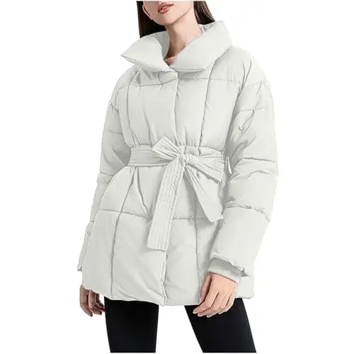 Produktbild: KOG Winterjacke Damen Wintermantel Winter Dufflecoat Baumwolle Laufjacke Jacke Kleidung Frau Sale Damen Warm Windbreaker Retro Hoodie Teenager Mädchen Teddyjacke Gutschein Weiß L