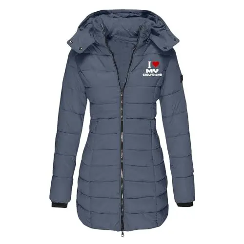 Produktbild: KOG Winterjacke für Damen Daunenjacke Elegant Wintermantel Baumwolle Jacke Bekleidung übergangsmantel Sale Angebote Warm Hemdjacke Casual Hoodie Frau Cordjacke Outlet Angebote Marine S
