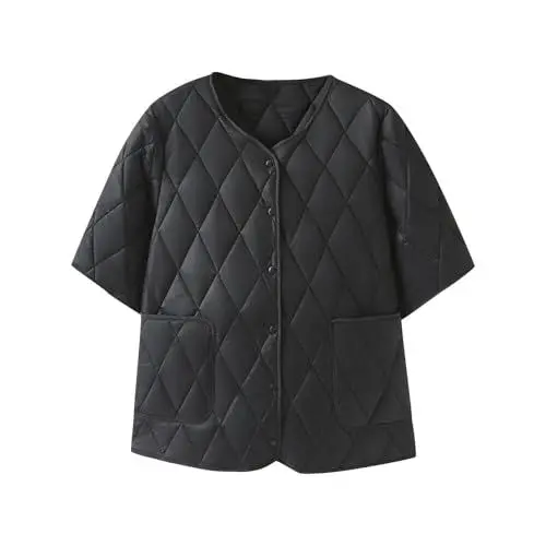 Produktbild: KOG Winterjacke für Damen Daunenjacken Mode Daunenjacke Baumwolle Laufjacke Wintermantel Kleidung übergangsmantel Angebote Fashion Strickjacken Casual Frauen Zipper Jacke Angebote Schwarz 4XL