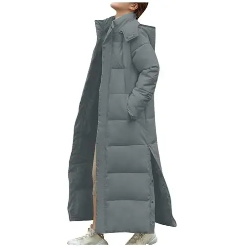 Produktbild: KOG Winterjacke für Damen Daunenjacken Mode Jacken Baumwolle Einfarbige Kleidung Frauen übergangsjacke Amazon - prime Freizeit Hemdjacke Warm Kapuzenmantel Teddyjacke Angebote Grau XL