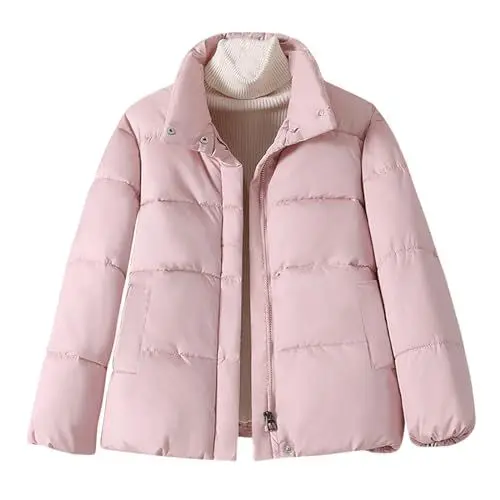 Produktbild: KOG Winterjacke Damen Parka Elegant Jacken Baumwolle Bikerjacke Einfarbig Bekleidung Frauen übergangsmantel Prime Retro Sweatjacke Warm Hoodie Frau Teddyfleece Jacke Damen Tshirt Sale Rosa XL
