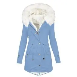 Produktbild: KOG Winterjacke für Damen Daunenmantel Warmes Parka Baumwolle Bomberjacke Einfarbig Oberteil Outlet Amazon Warme Windjacke Winter Frauen Steppjacke Amazon Essentials Damen Hellblau 3XL