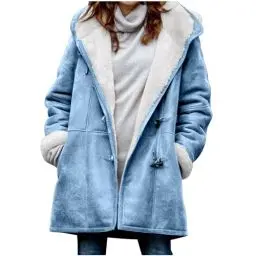 Produktbild: KOG Winterjacke für Damen Fleecejacke Herbstjacke Warme Jacken Laufjacke Einfarbig Kleidung Teenager übergangsjacke Prime Mode Teenager Mädchen Fleecejacken Baumwolle Angebote Hellblau M