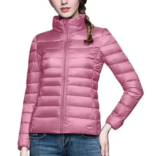 Produktbild: KOG Winterjacke für Damen Jacke Warmes Daunenjacke Baumwolle Fahrradjacke Einfarbig Oberteile Gutschein Warme Hemdjacke Basic Hoodie Teenager Mädchen Cordjacke Gutscheine Rosa XL