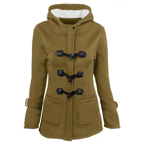 Produktbild: KOG Winterjacke für Damen Jacke Warmes Daunenjacken Baumwolle Wanderjacke Einfarbige Oberteile Teenager Mädchen Prime Sweatjacke Casual Hoodie Jacke Frauen Cordjacke Amazon - prime Braun XXL