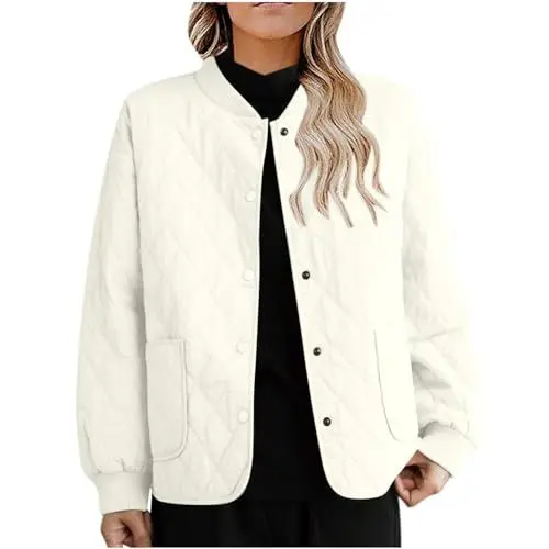 Produktbild: KOG Winterjacke für Damen Parka Warm Jacken Baumwolle Bikerjacke Einfarbige Kleidung Teenager Mädchen Angebote Retro Windbreaker Warmes Kapuzenpullover Frauen Cordjacke Sale Angebote Beige L