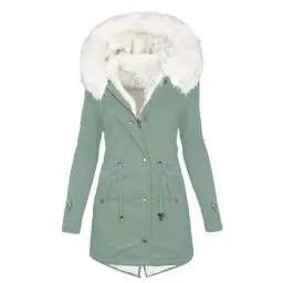 Produktbild: KOG Winterjacke Damen Dufflecoat Mode Daunenjacke Baumwolle Bikerjacke Einfarbige Bekleidung Frau Amazon Warehouse Deal Retro Windbreaker Fashion Kapuzenmantel Softshelljacke Prime Mintgrün XL