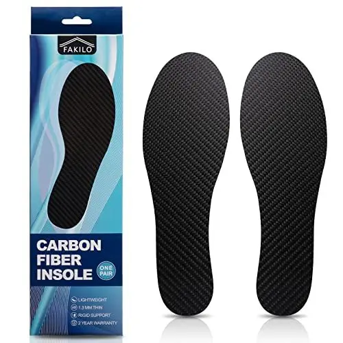 Produktbild: Kohlefaser-Einlegesohle 1 Paar, FAKILO Kohlefaser-Einlegesohlen Schuheinlagen für Damen Herren, starre Unterstützung für Rasenzehen, Fußfrakturen, Hallux Rigidus, Mortons Toe-263mm